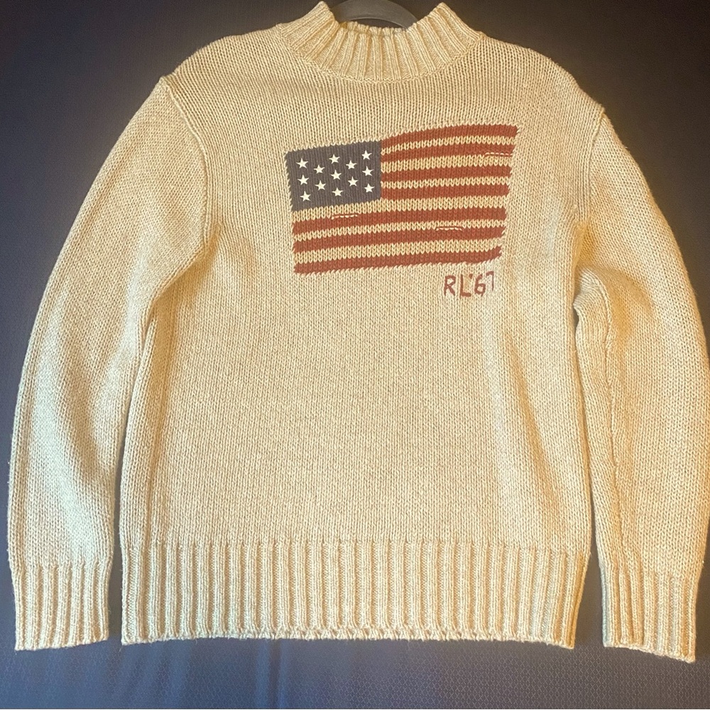 Oversized Polo Ralph Lauren Flag Sweater XS